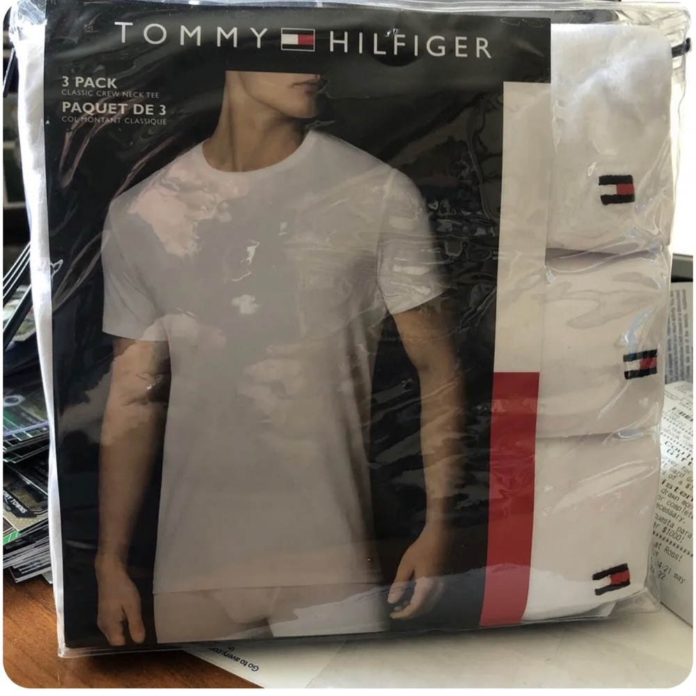 Tommy Hilfiger Mens Undershirts Pack Of 3 Slim Fit V-Neck Short Sleeve Shirts Xl
